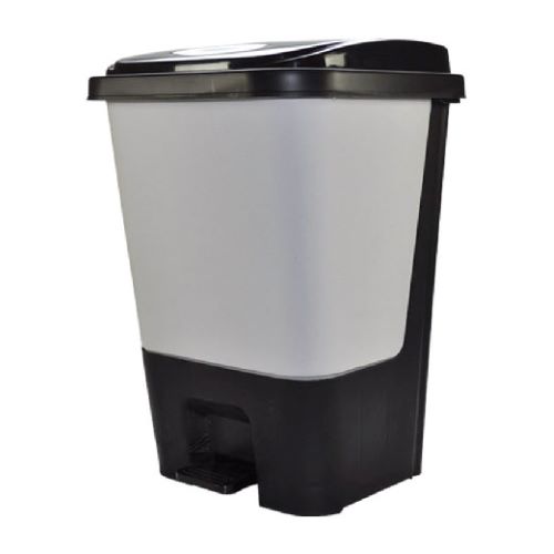 Bote para basura con pedal de 17 lt Sablón Negro con Gris