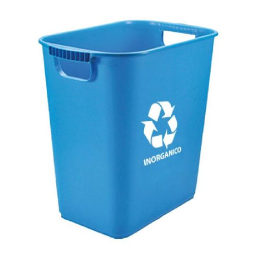 Bote para basura rectangular jumbo de 26 lt con impresión sin tapa Sablón Azul